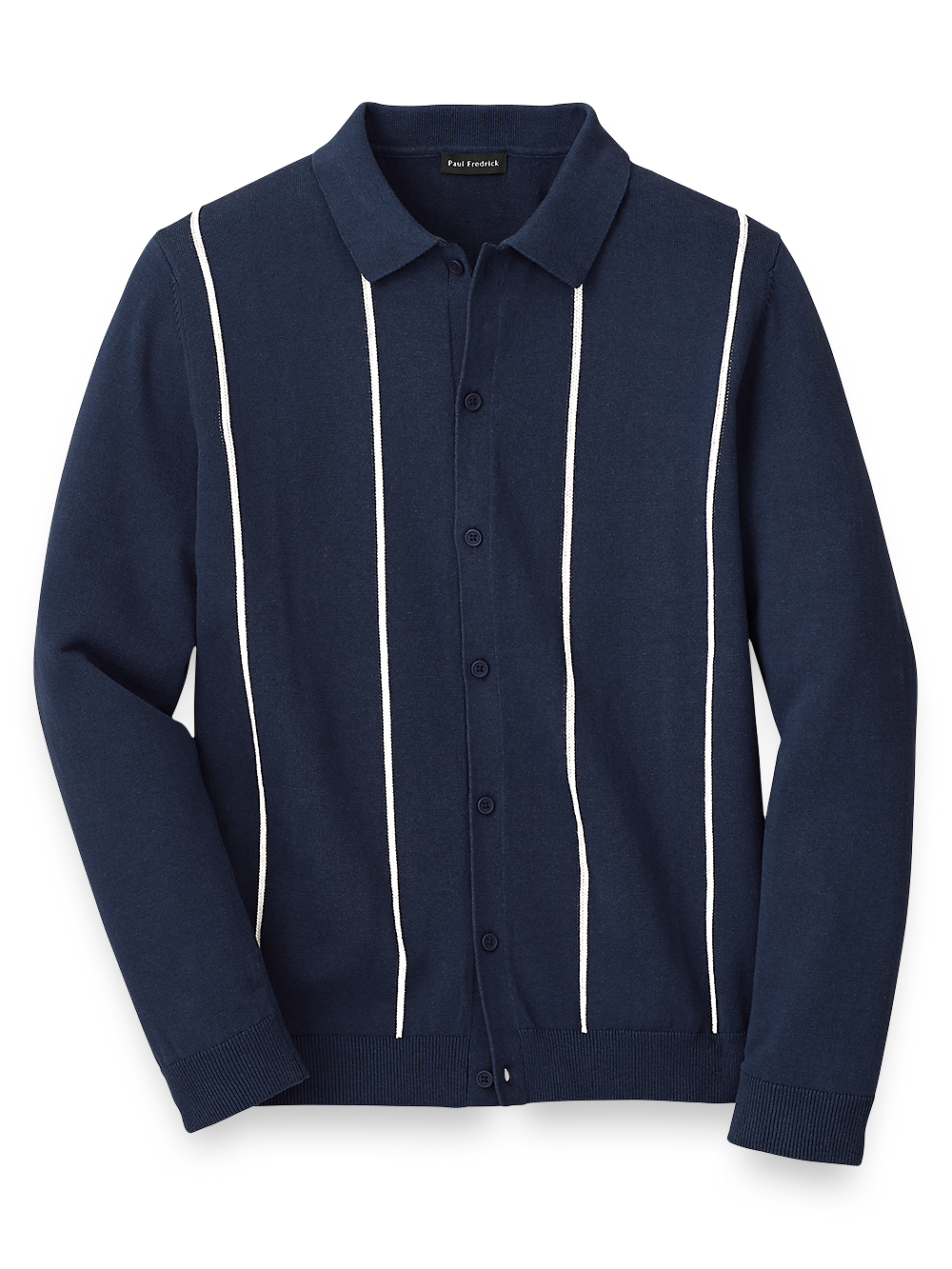 Product Image of Cotton Button Front Polo-Navy