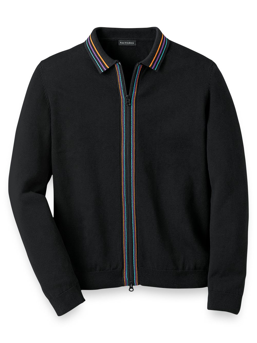 Product Image of Cotton Full Zip Polo-Black