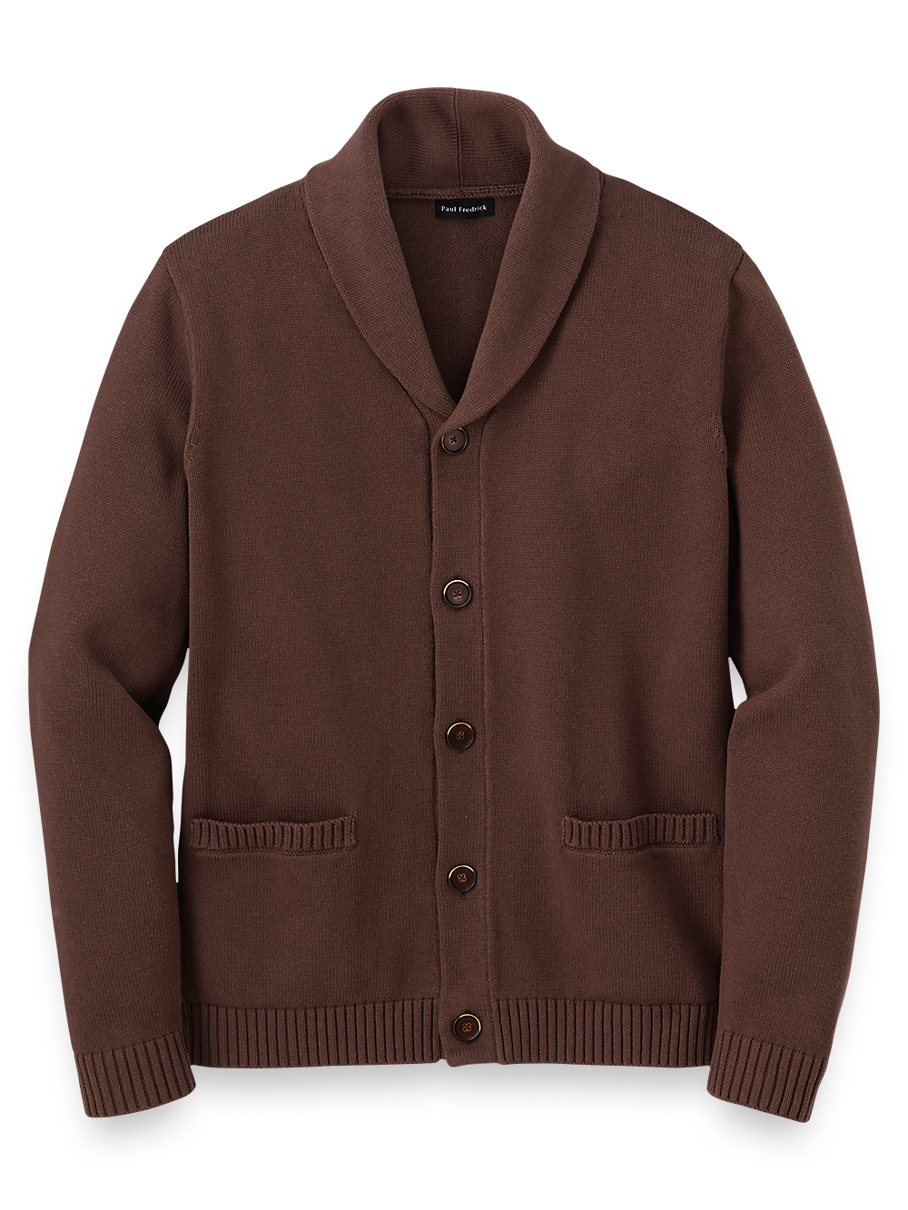 Product Image of Cotton Button Front Shawl Collar Cardigan-Dark Brown