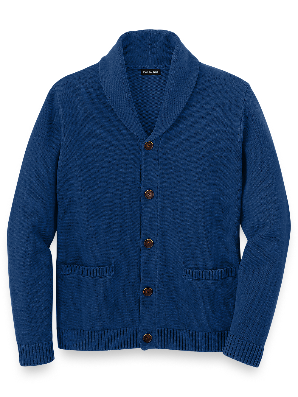 Product Image of Cotton Button Front Shawl Collar Cardigan-Navy