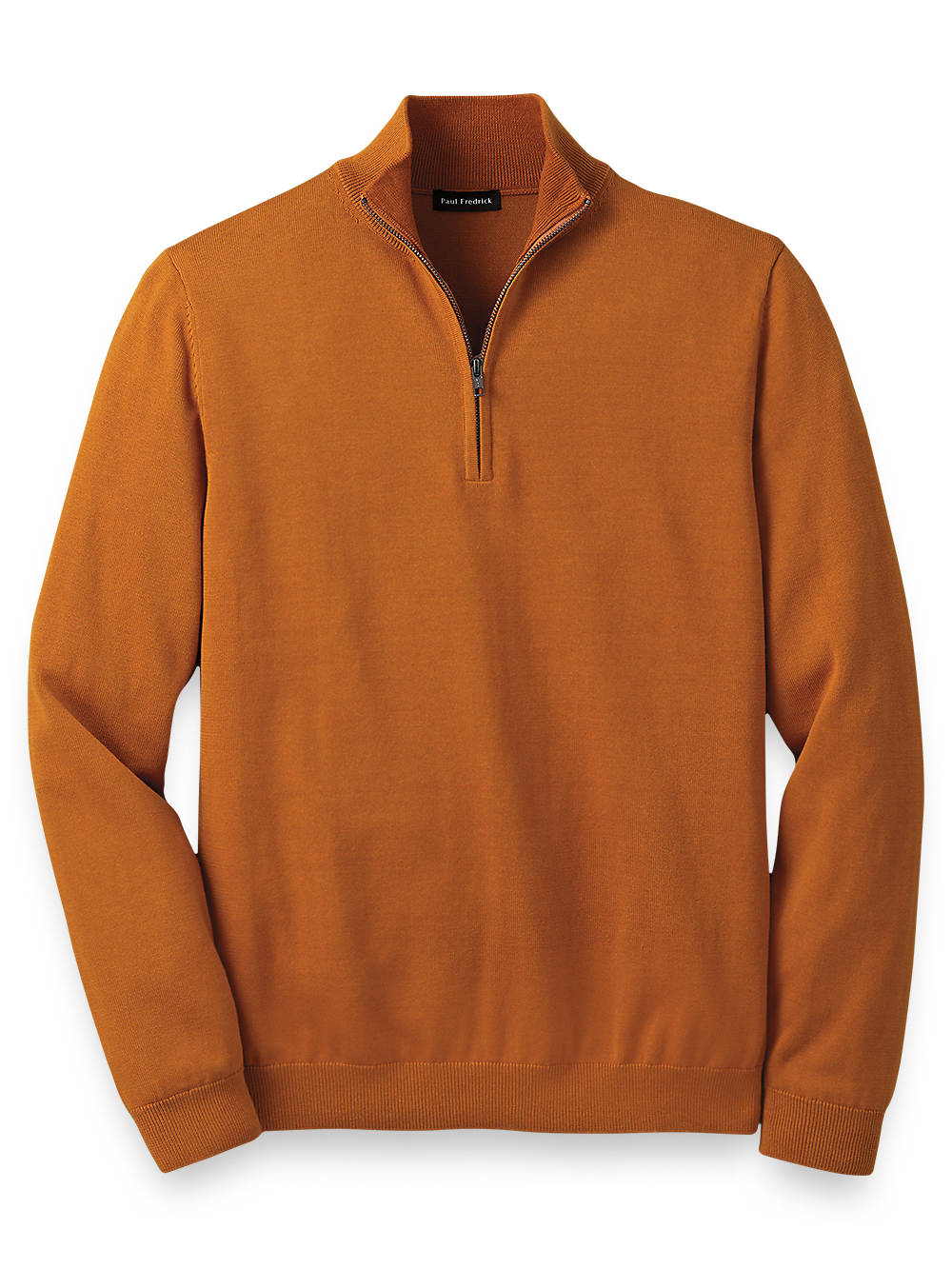 Product Image of Supima Cotton Zip Mock Neck Sweater-Rust