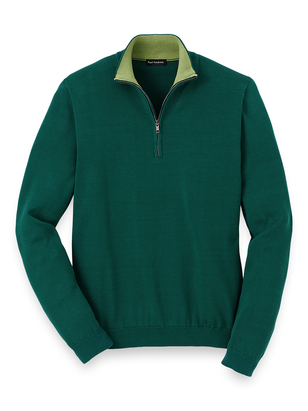 Product Image of Supima Cotton Zip Mock Neck Sweater-Green