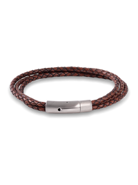 Braided Leather Bracelet - Brown