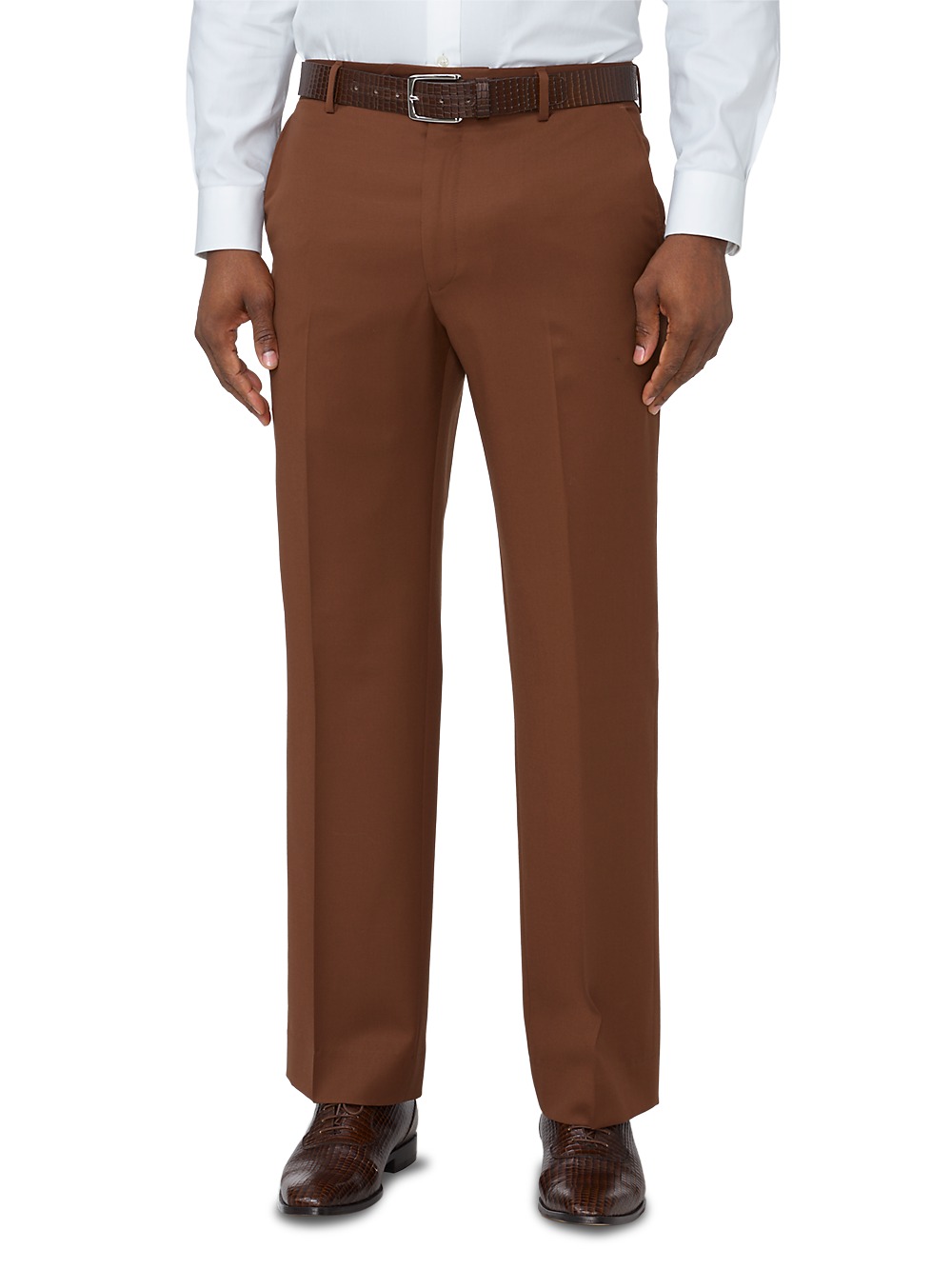 Product Image of Classic Fit Wool Gabardine Flat Front Pants-Rust