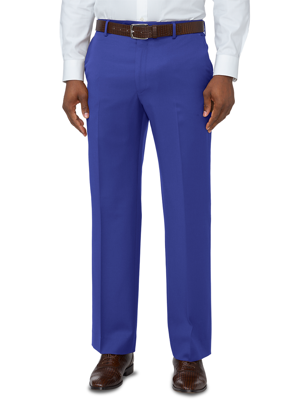 Product Image of Classic Fit Wool Gabardine Flat Front Pants-Indigo