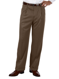 Microfiber Solid Pleated Pants - Cocoa