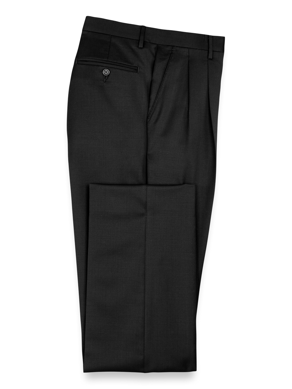 Product Image of Wool Gabardine Pants-Black#model_pleated front