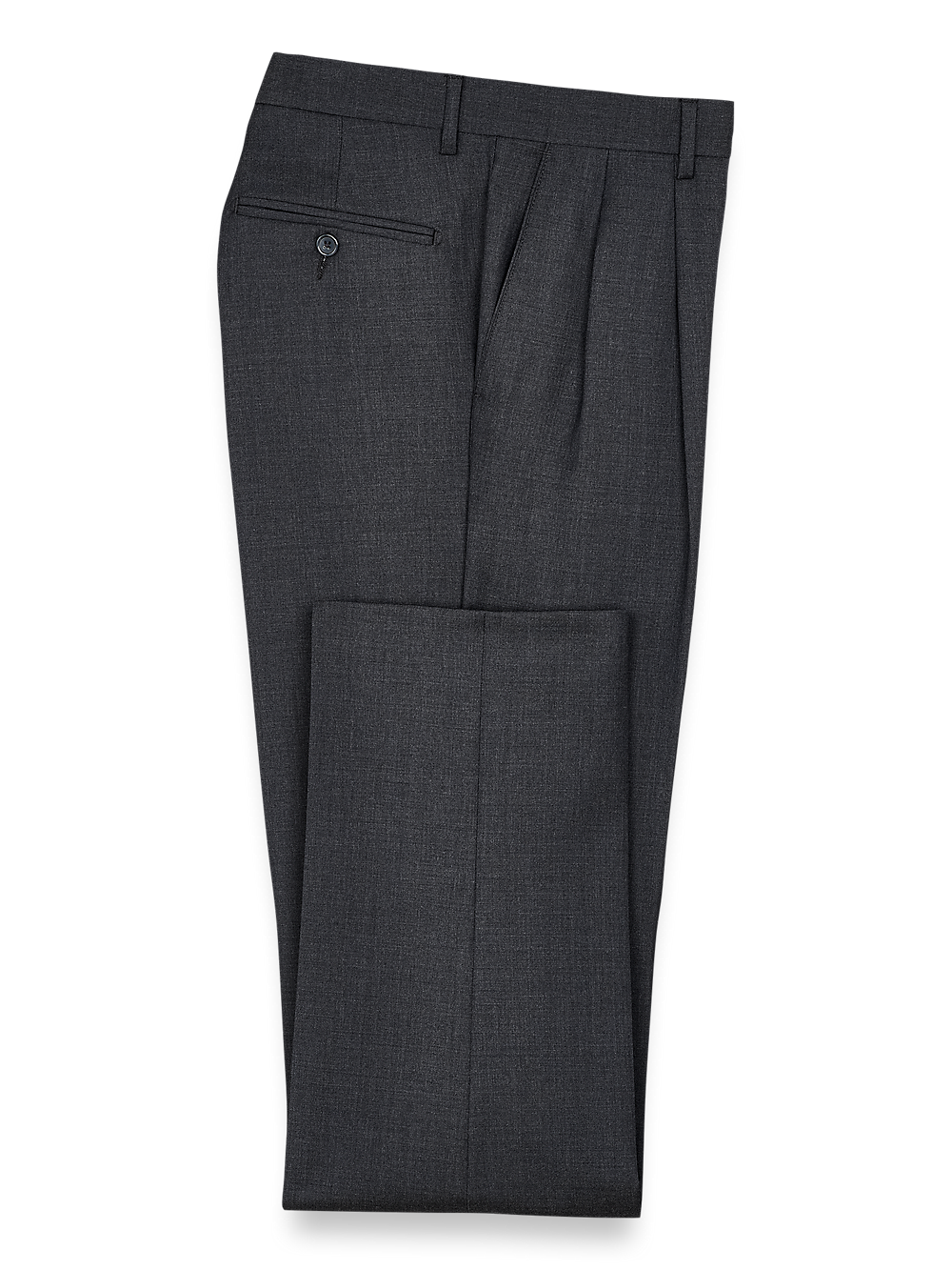 Product Image of Wool Gabardine Pants-Charcoal#model_pleated front