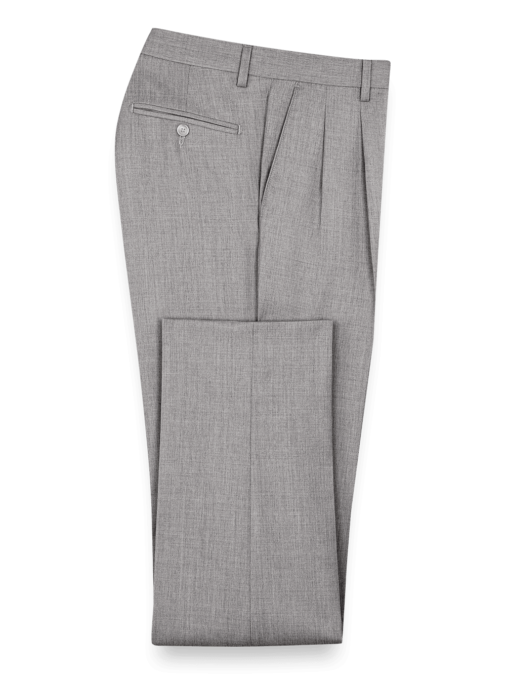 Product Image of Wool Gabardine Pants-Pearl Grey#model_pleated front