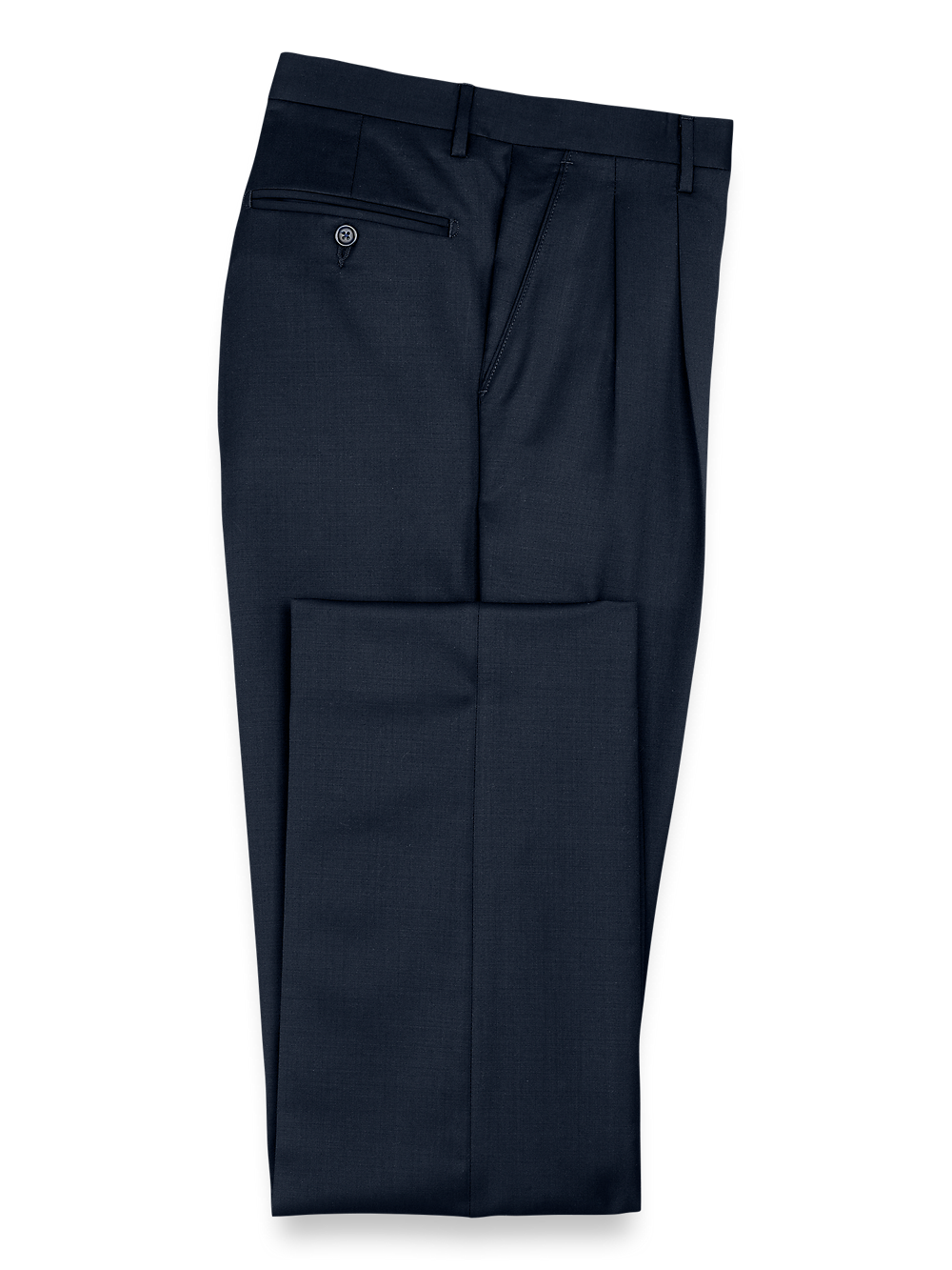 Product Image of Wool Gabardine Pants-Dark Navy#model_pleated front