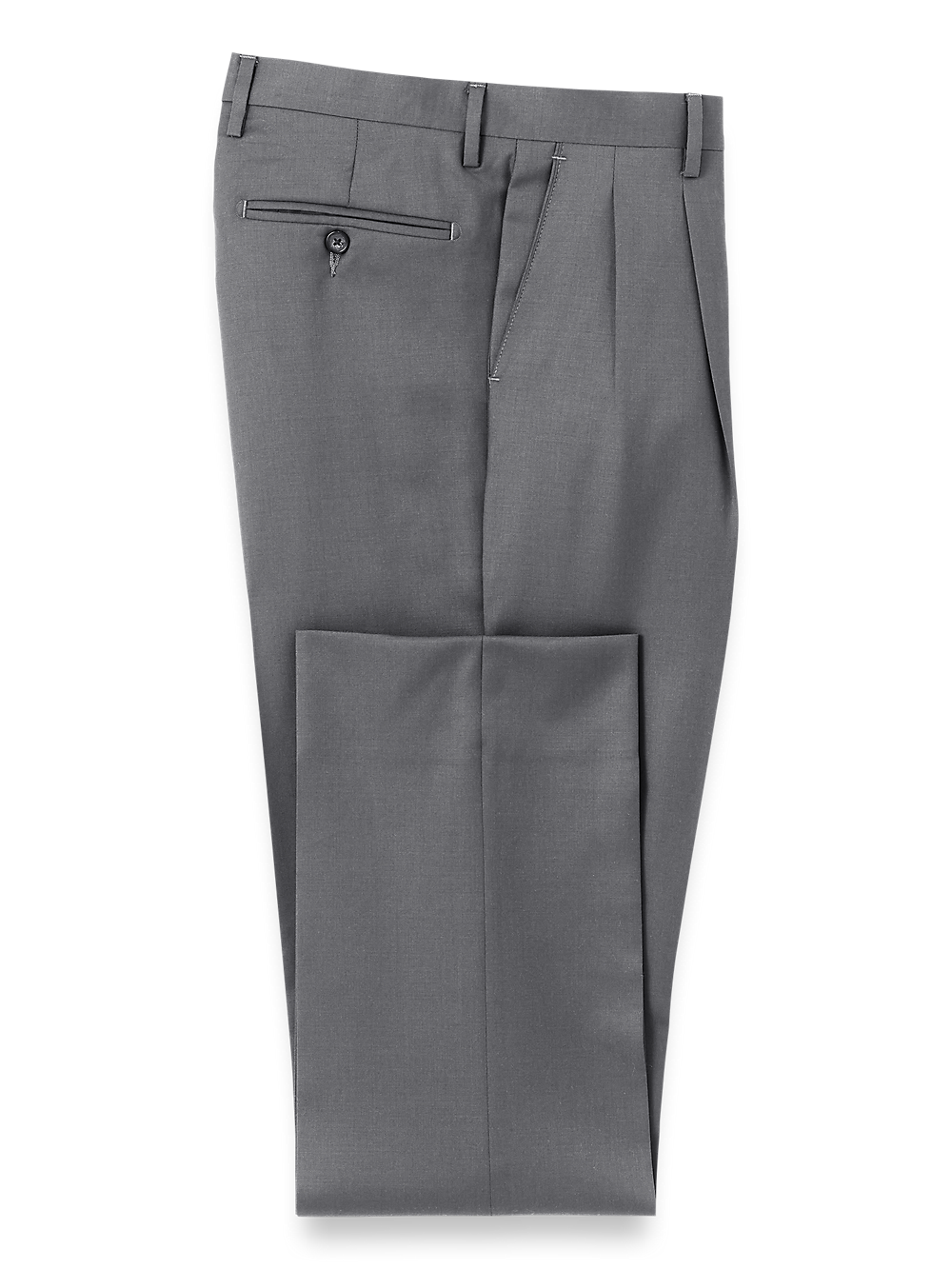 Product Image of Wool Gabardine Pants-Medium Grey#model_pleated front