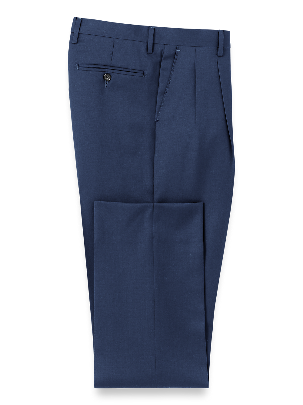 Product Image of Wool Gabardine Pants-Bright Navy#model_pleated front