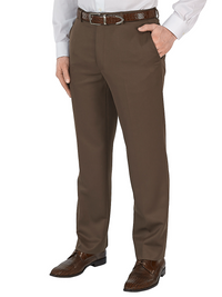 Microfiber Solid Flat Front Pants - Cocoa