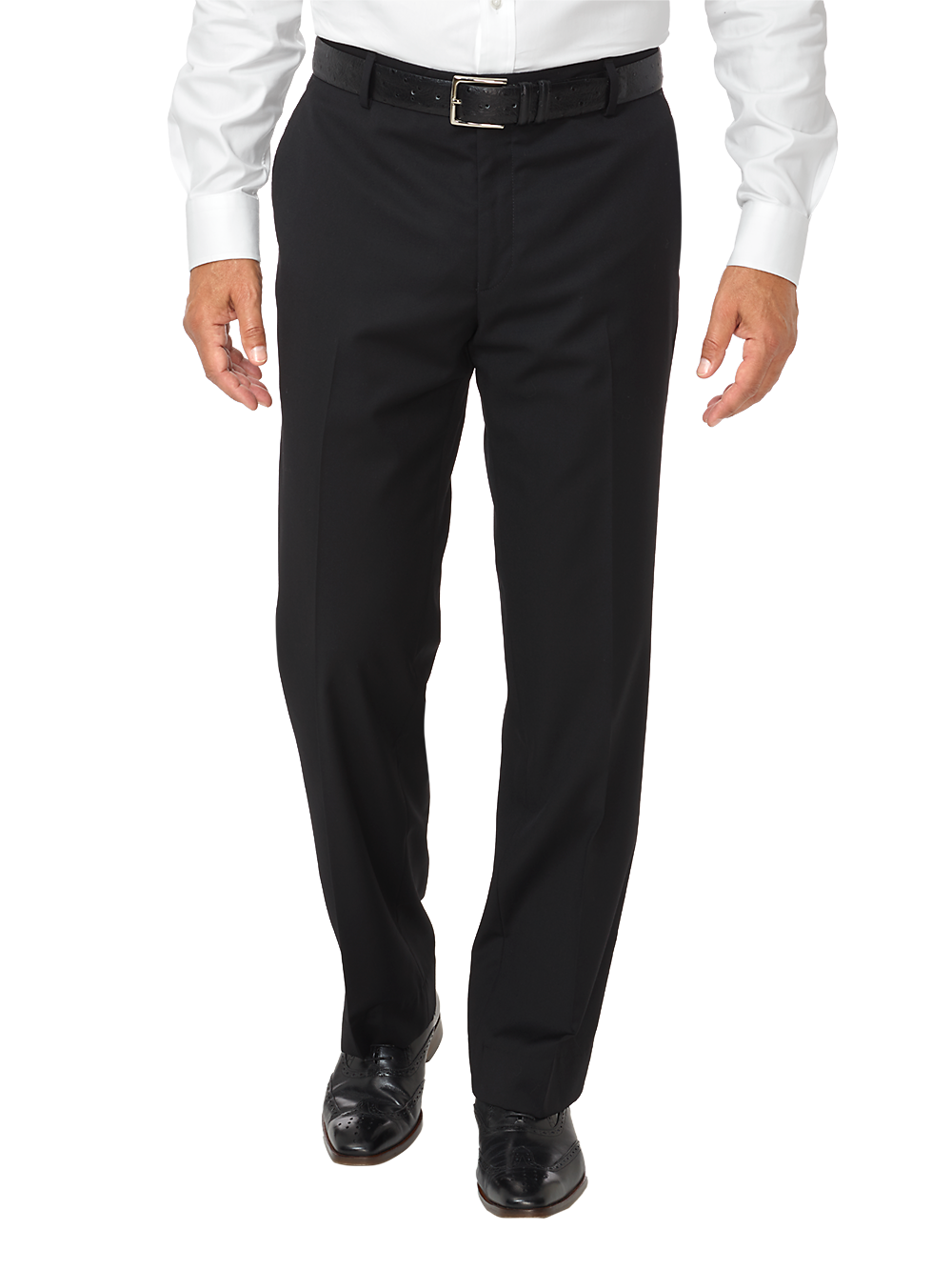 Product Image of Tailored Fit Wool Gabardine Flat Front Pant-Black