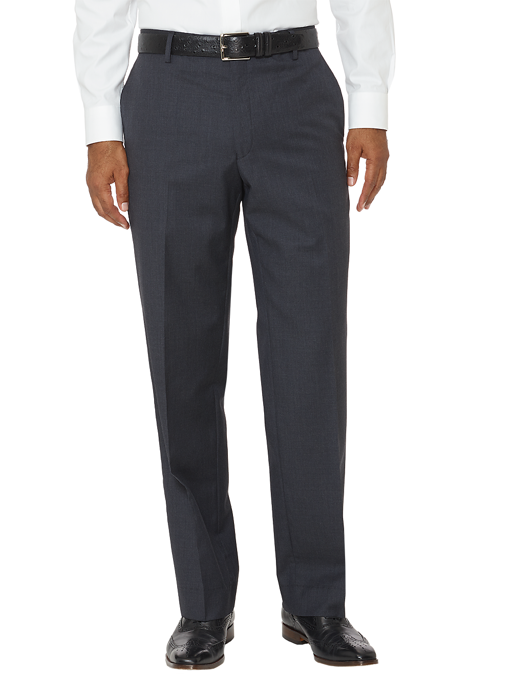 Product Image of Tailored Fit Wool Gabardine Flat Front Pant-Charcoal