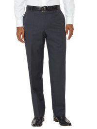 Tailored Fit Wool Gabardine Flat Front Pant - Charcoal