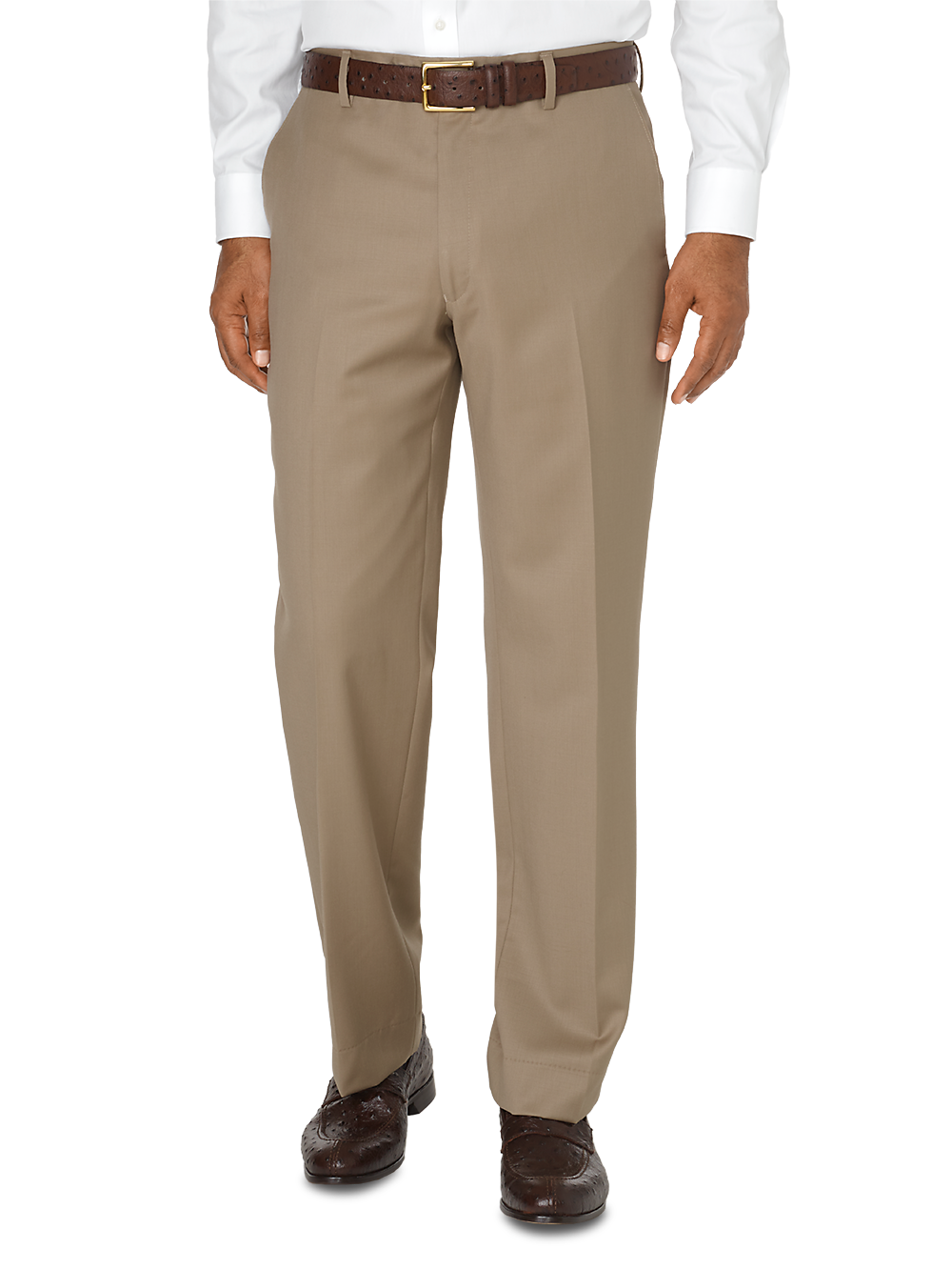 Product Image of Tailored Fit Wool Gabardine Flat Front Pant-Tan