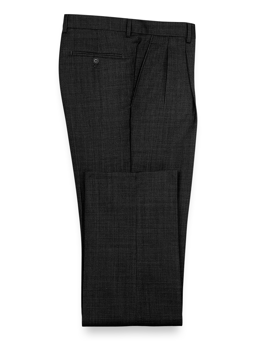 Product Image of Sharkskin Pleated Pants-Black#model_pleated front