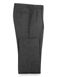 Sharkskin Pleated Pants - Charcoal