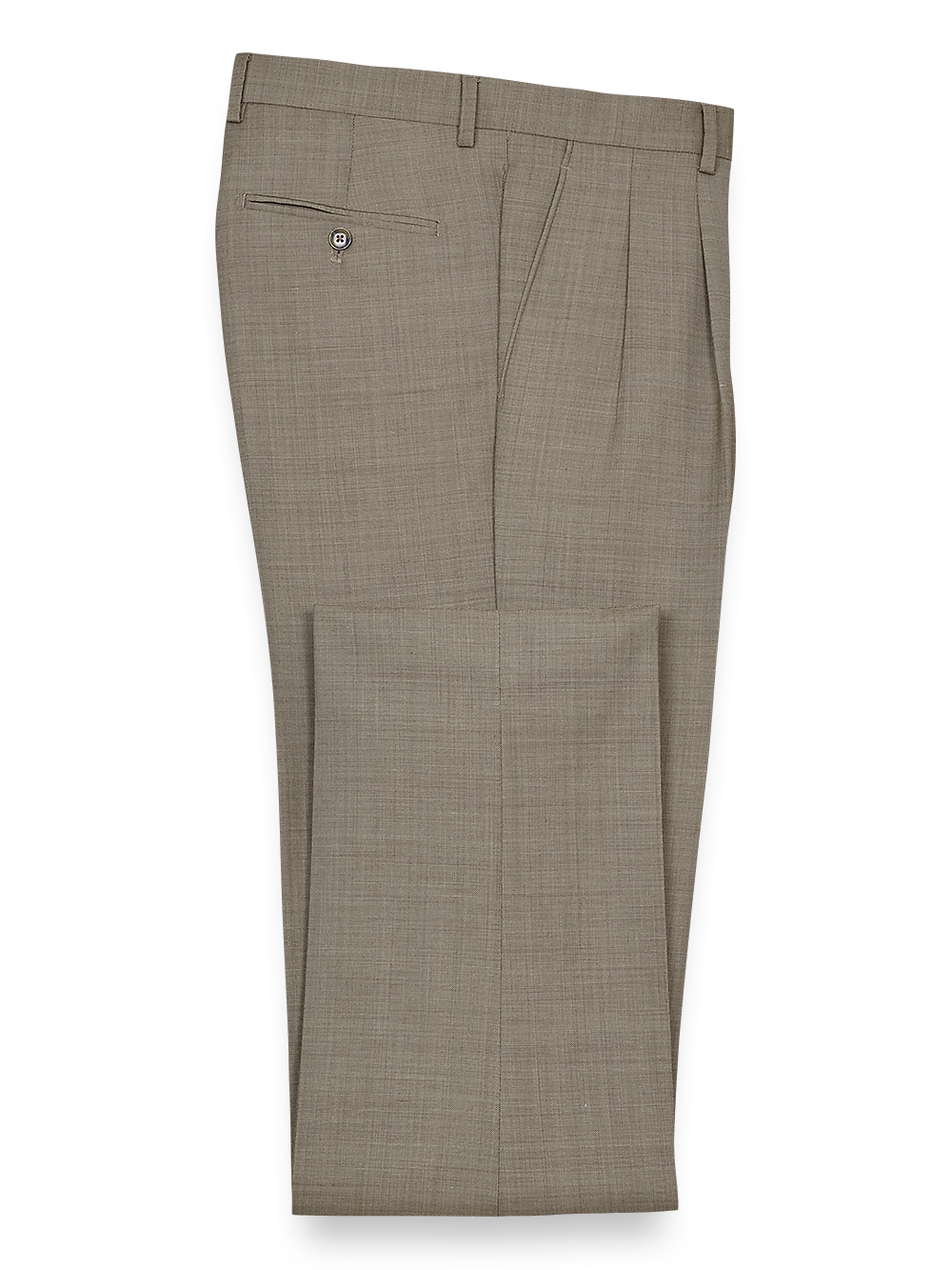 Product Image of Sharkskin Pleated Pants-Tan#model_pleated front