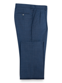 Sharkskin Pleated Pants - Navy