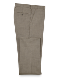 Sharkskin Flat Front Pants - Tan