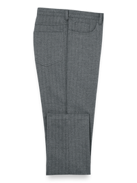 Cotton Herringbone Five Pocket Pants - Charcoal