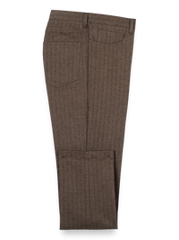 Cotton Herringbone Five Pocket Pants - Brown