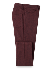 Cotton Herringbone Five Pocket Pants - Rust