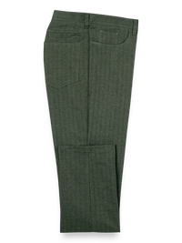 Cotton Herringbone Five Pocket Pants - Olive