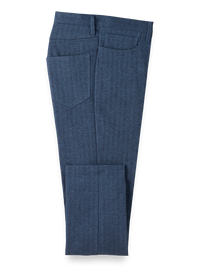 Cotton Herringbone Five Pocket Pants - Blue