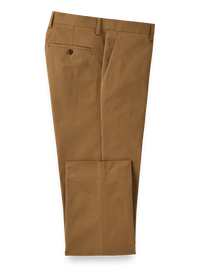 Brushed Twill Flat Front Pants - Khaki