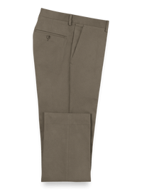 Brushed Twill Flat Front Pants - Dark Taupe