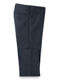 Brushed Twill Flat Front Pants - Navy