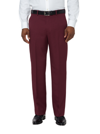 Comfort-Waist Microfiber Herringbone Flat Front Pant - Garnet