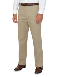 Impeccable Flat Front Pant Non-iron Smart Stretch Waistband - Khaki