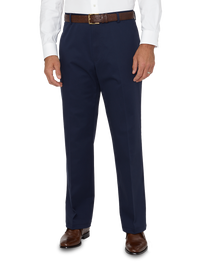 Impeccable Flat Front Pant Non-iron Smart Stretch Waistband - Navy