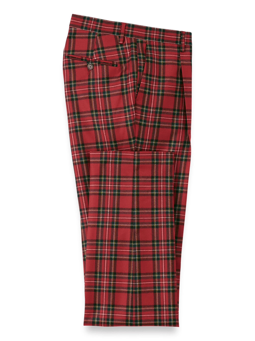 Product Image of Wool Flannel Plaid Single Pleat Pants-Red Multi