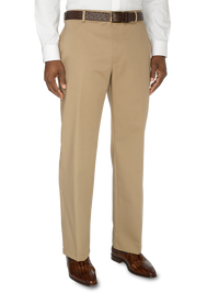 Non-Iron Cotton Chino Flat Front Pants - Dark Khaki