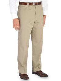 Non-Iron Cotton Chino Flat Front Pants - Khaki