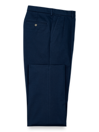 Impeccable Cotton Chino Pleated Pants - Navy