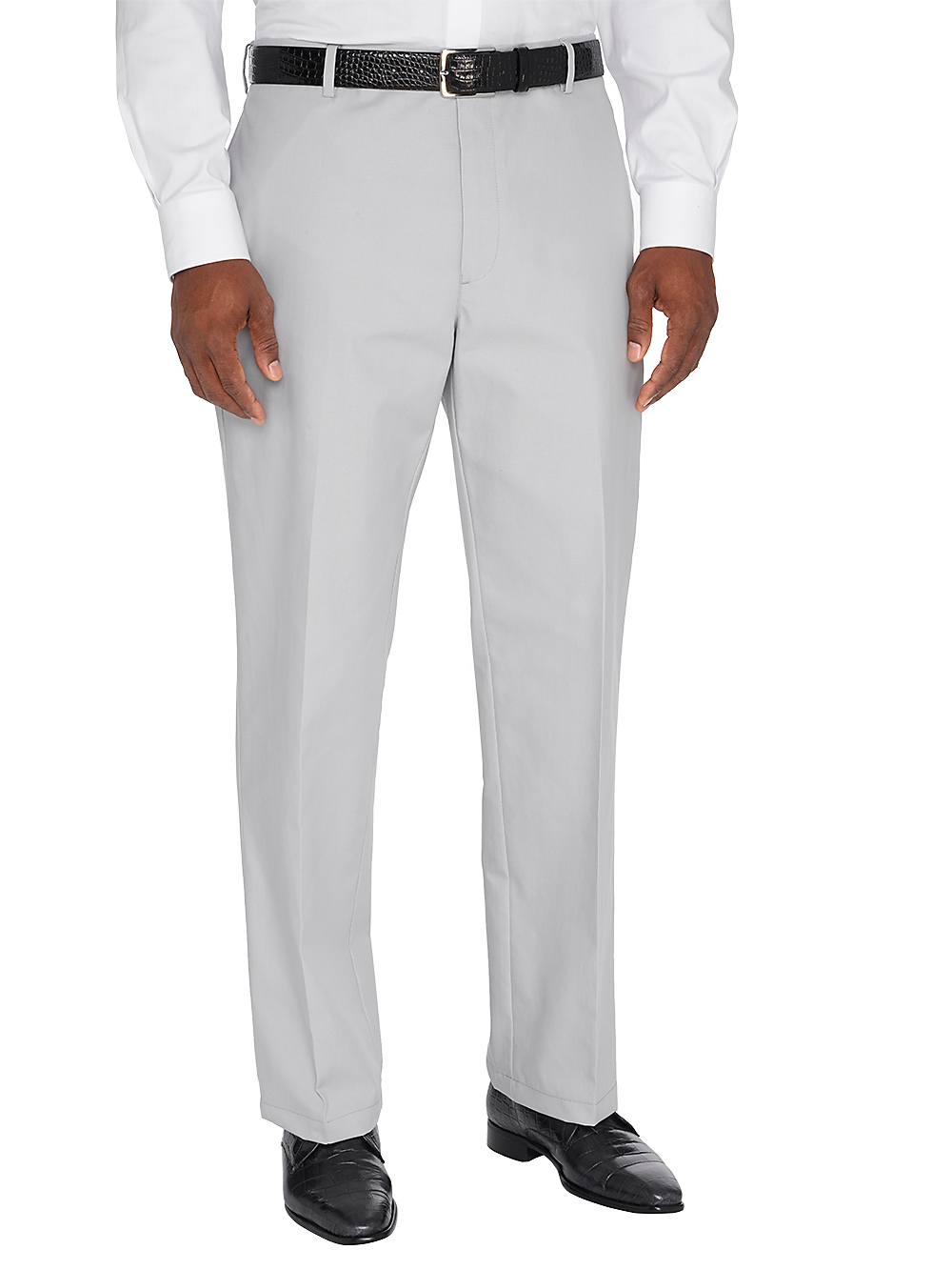 Product Image of Non-iron Supima Dress Chino Flat Front Pants-Oxford Grey#model_flat front