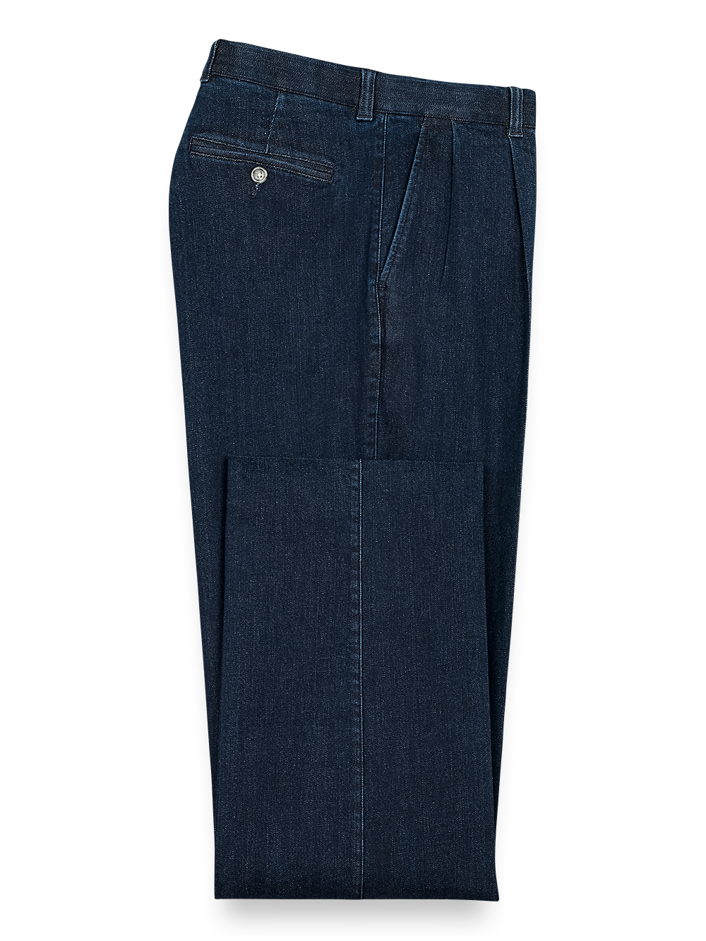 Product Image of Pleated Denim Pants-Dark Blue#model_pleated front