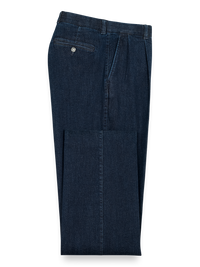 Pleated Denim Pants - Dark Blue