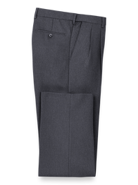 Microfiber Herringbone Pleated Pants - Grey