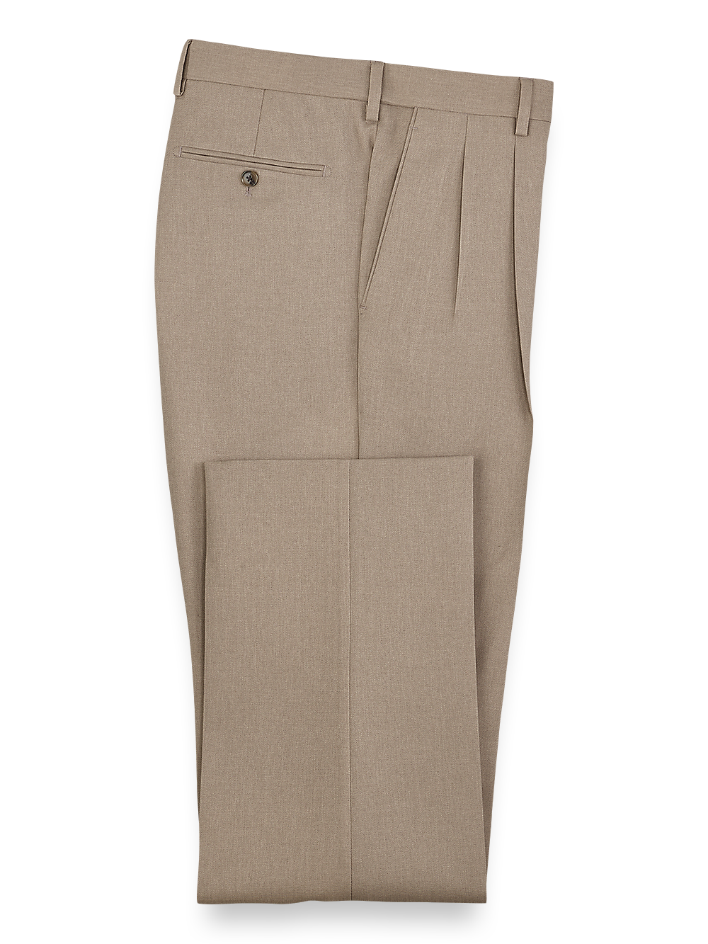 Product Image of Microfiber Herringbone Pleated Pants-Tan