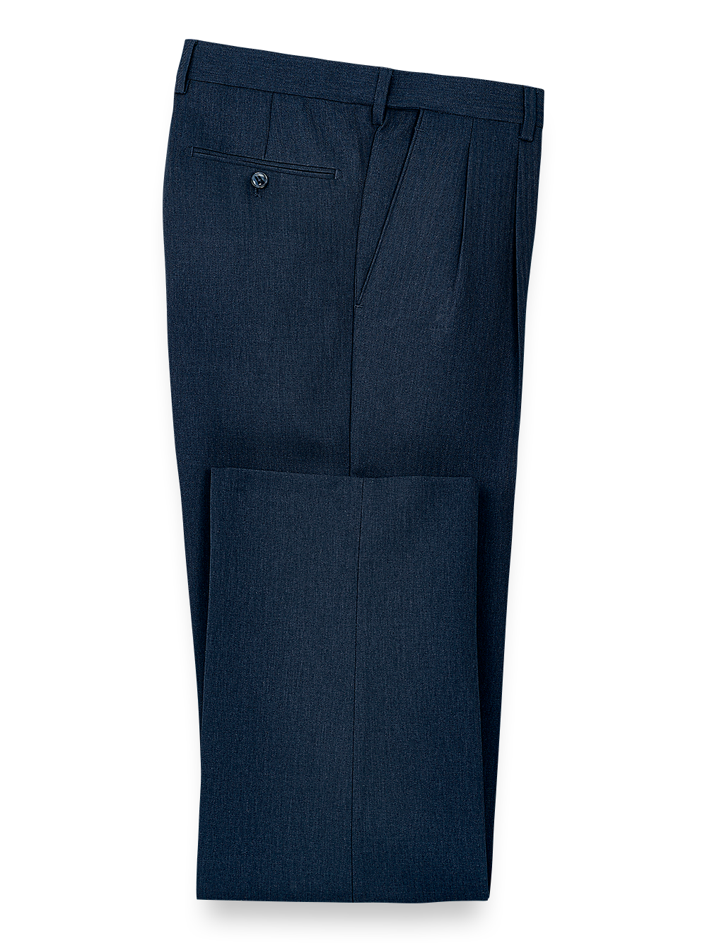 Product Image of Microfiber Herringbone Pleated Pants-Navy