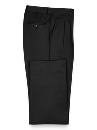 Solid Microfiber Pleated Pants - Black