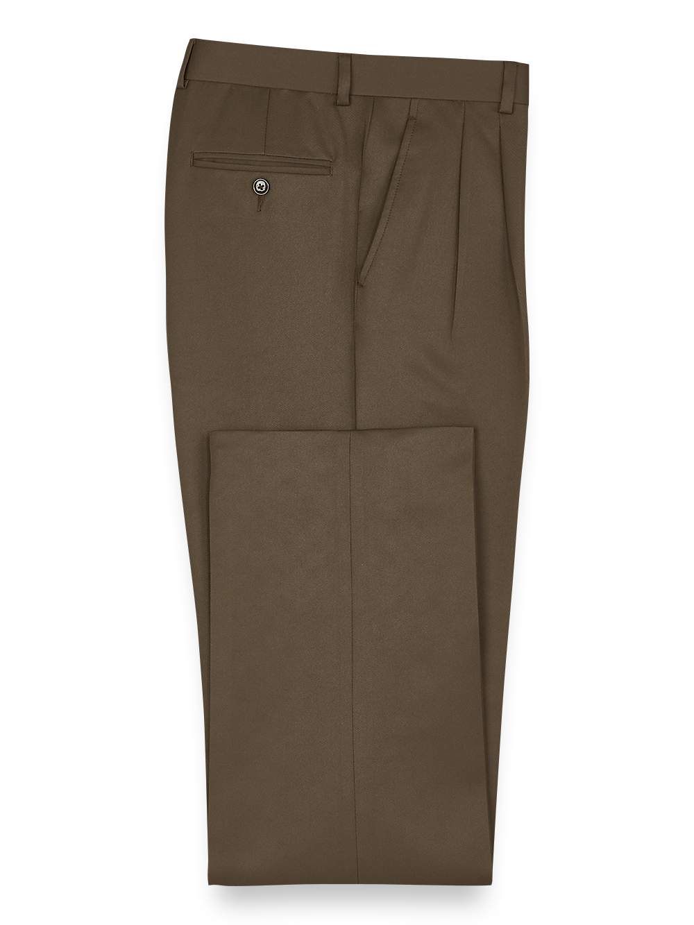 Product Image of Solid Microfiber Pleated Pants-Cocoa