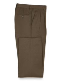 Solid Microfiber Pleated Pants - Cocoa